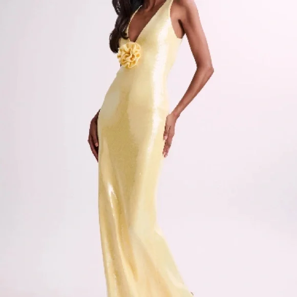 Eliza Rose Yellow Sequin Evening Gown - Picture 7 of 14